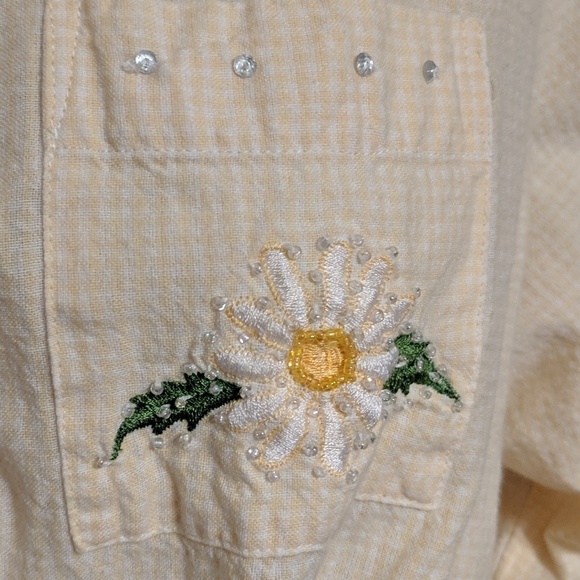 Vintage | Button Shirt Embroidered Fl… - Picture 4 of 6